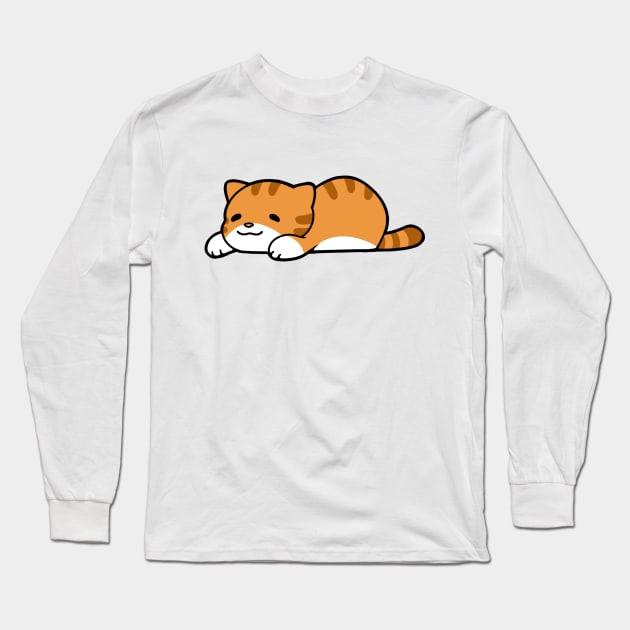 Orange and White Chub Cat Long Sleeve T-Shirt by MissOstrich